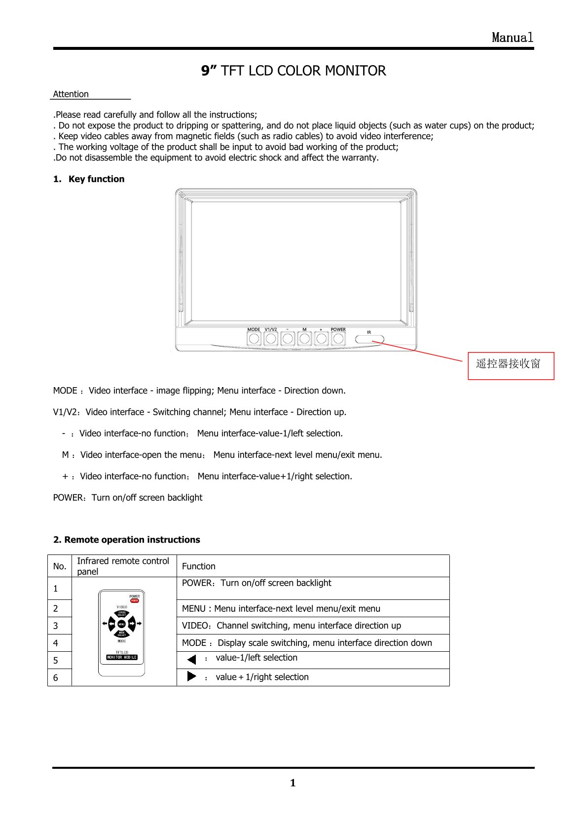 9” TFT LCD COLOR MONITOR